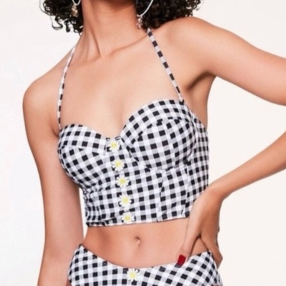 Betsey Johnson Plaid Swimsuit Set~Small - Picture 2 of 6